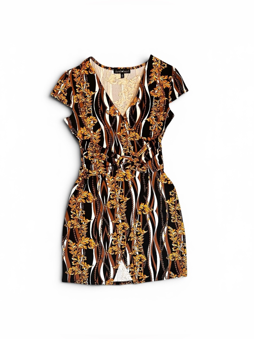 Derek’s Heart multicoloured mini dress with gold and black chain design